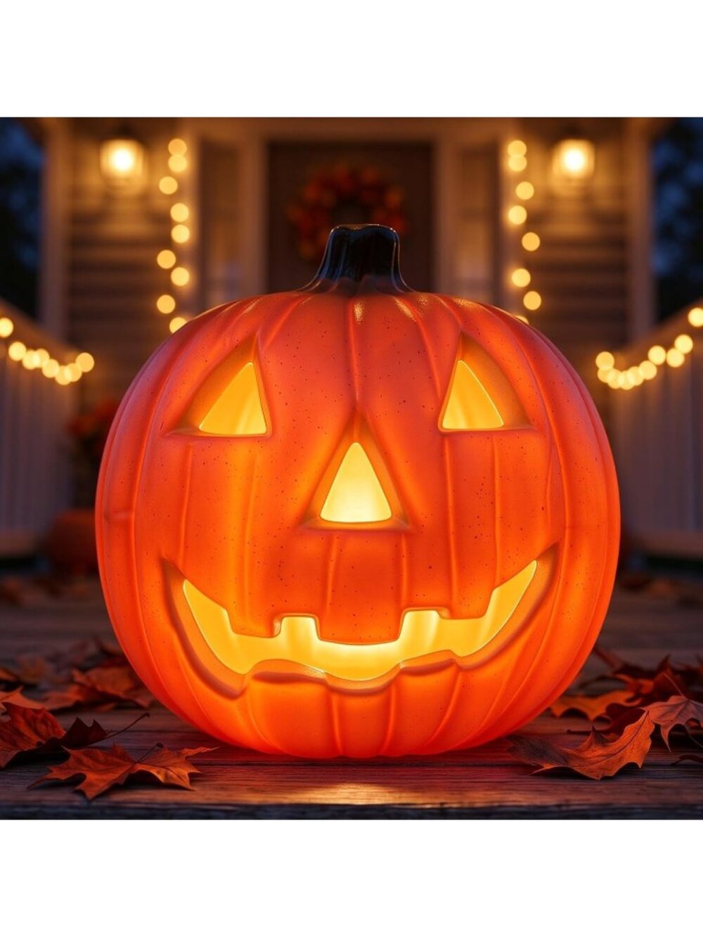 New Halloween Pumpkin Lights Jack O Lantern 5.5 x 7.5 Inch Vintage Table Decor